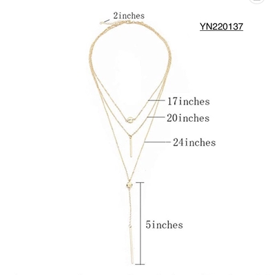 40 cm Luxus-Edelstahl-Halskette mit 3 Schichten Goldkette für Hochzeit