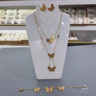 Hochzeit 14 Karat Gold Edelstahl-Halskette mit Schmetterlings-Anhänger