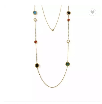 Mehrfarbiger Marmorstapel, der lange Goldedelstahl-Halskette der Halsketten-18K trägt