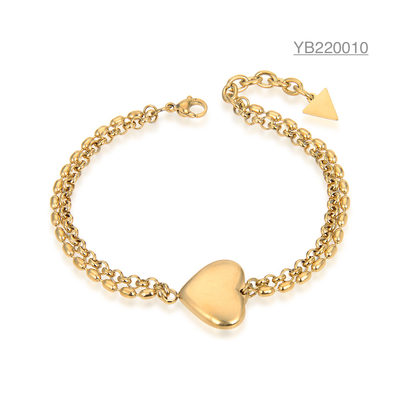 Nischen-Luxusmarke Schmuck 24 Karat Gold Herzform Armband Valentinstagsgeschenk