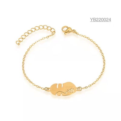 Luxuriöse Handkette aus Edelstahl, 14 Karat Gold, abstrakte Mädchenschminkarmbänder