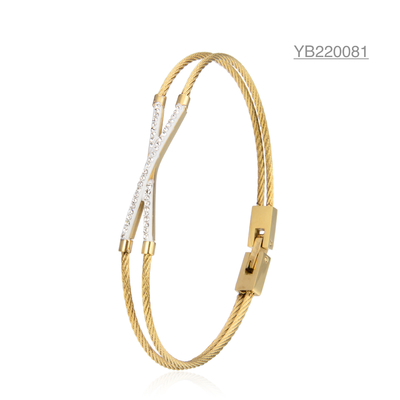 Luxuskarat-Edelstahl-Armbänder des x-Buchstabe-Bergkristall-Doppelseil-Armband-14
