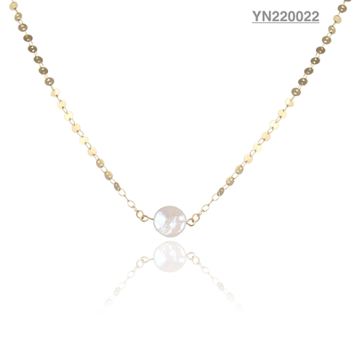 Edelstahl-Muschel-Anhänger-Schmuck-weiße runde Perlen-Anhänger-Halskette