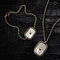 Großes 15,7-Zoll-Edelstahl-Halsketten- und Armband-Set mit weißen Fritillary-Intarsien