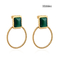 Retro runde grüne Edelstein-Tropfen-Ohrringe 18 Karat vergoldete Edelstahl-Ohrringe
