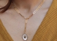 Weiße Fritillary Intarsien Love Sun Anhänger Halskette für Freundin