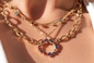 45cm Schlangenknochenkette Halskette Bunte Strass Quaste Anhänger Halskette