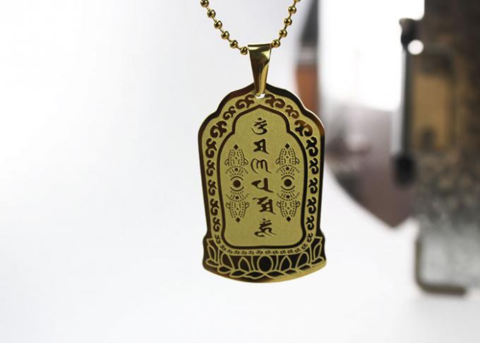 Kundenspezifischer Edelstahl-buddhistische Symbol-Halskette mit antiker Schrift