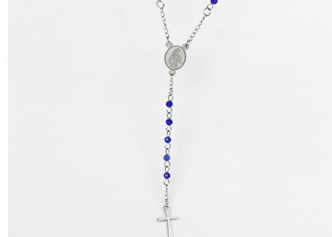Edelstahl-bördelt katholische Rosenbeet-Halskette, Kristall Rosenbeet-Kreuzkette