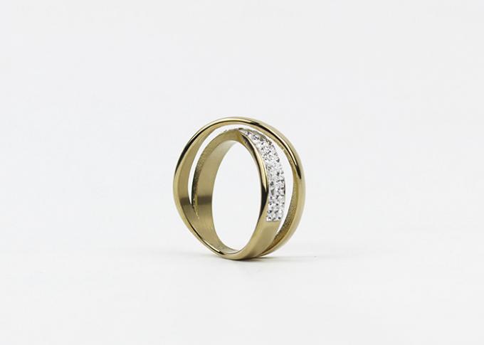 Kundenspezifischer Criss-Kreuz-Edelstahl-Band Ring verflochtene CZ-Ringe für Frauen