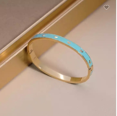 Luxusmarken emaillierten blaues Goldedelstahl-Armband des Liebes-Schnallen-Armband-24k