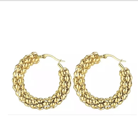 Gold-Huggie des Jahrestags-18K Ohrring-Edelstahl-Ohrringe hängende