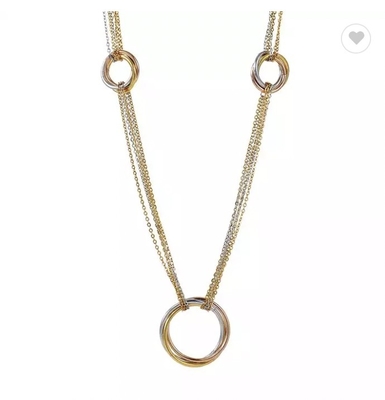 Goldedelstahl-Halskette heller der Art-Kreis-hängende lange Halsketten-18K
