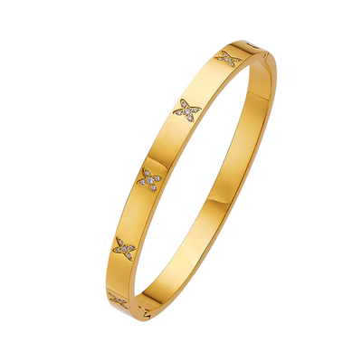 MVCOLEDY-Schmuck-Gold überzogener Armband-Armband-CZ-Steinedelstahl mit Kristall