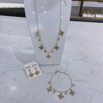 3 Stück-elegante Wasser-Tröpfchen Crystal Necklace Earring Bracelet Set für Frauen-Partei