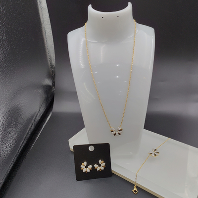 Neueste goldfarbene Earring aus Edelstahl, Halskette, Armband mit Regenstein für Lady Popular