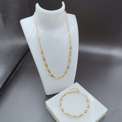 Neue Ankunft Trendy High Polish Neueste Gold Farbe Ehrring, Halskette, Armband Set mit Zirko für Dame