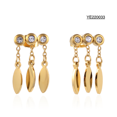 Bergkristall-Quasten-Paillette-Ohrgehänge-modernes Gold überzogene Ohrringe 14k