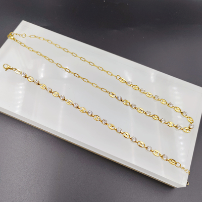 Neue Ankunft Trendy High Polish Neueste Gold Farbe Ehrring, Halskette, Armband Set mit Zirko für Dame