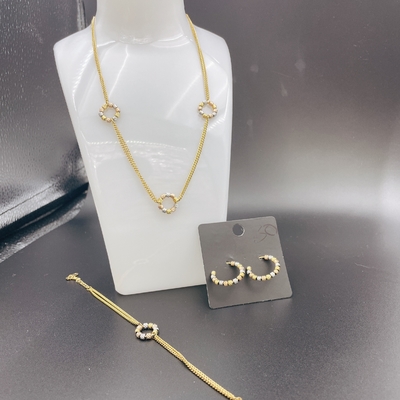 Hochpolnische neueste Goldfarbe Ehrring, Halskette, Armband für Damen