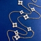 90cm vier Blatt-Klee-Halsketten-Frauen-Mädchen-Edelstahl-lange Halskette