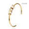 Luxus 14 Karat Gold Edelstahl Armband F U N Strass Armreifen für Verlobung