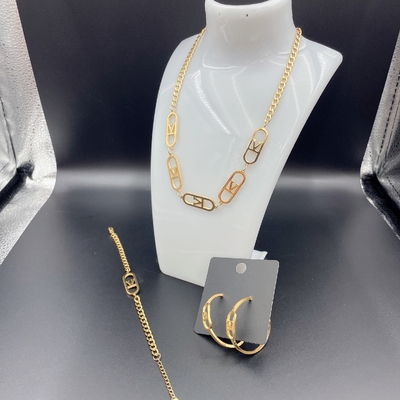 Hochpolnische neueste Goldfarbe Ehrring, Halskette, Armband für Damen